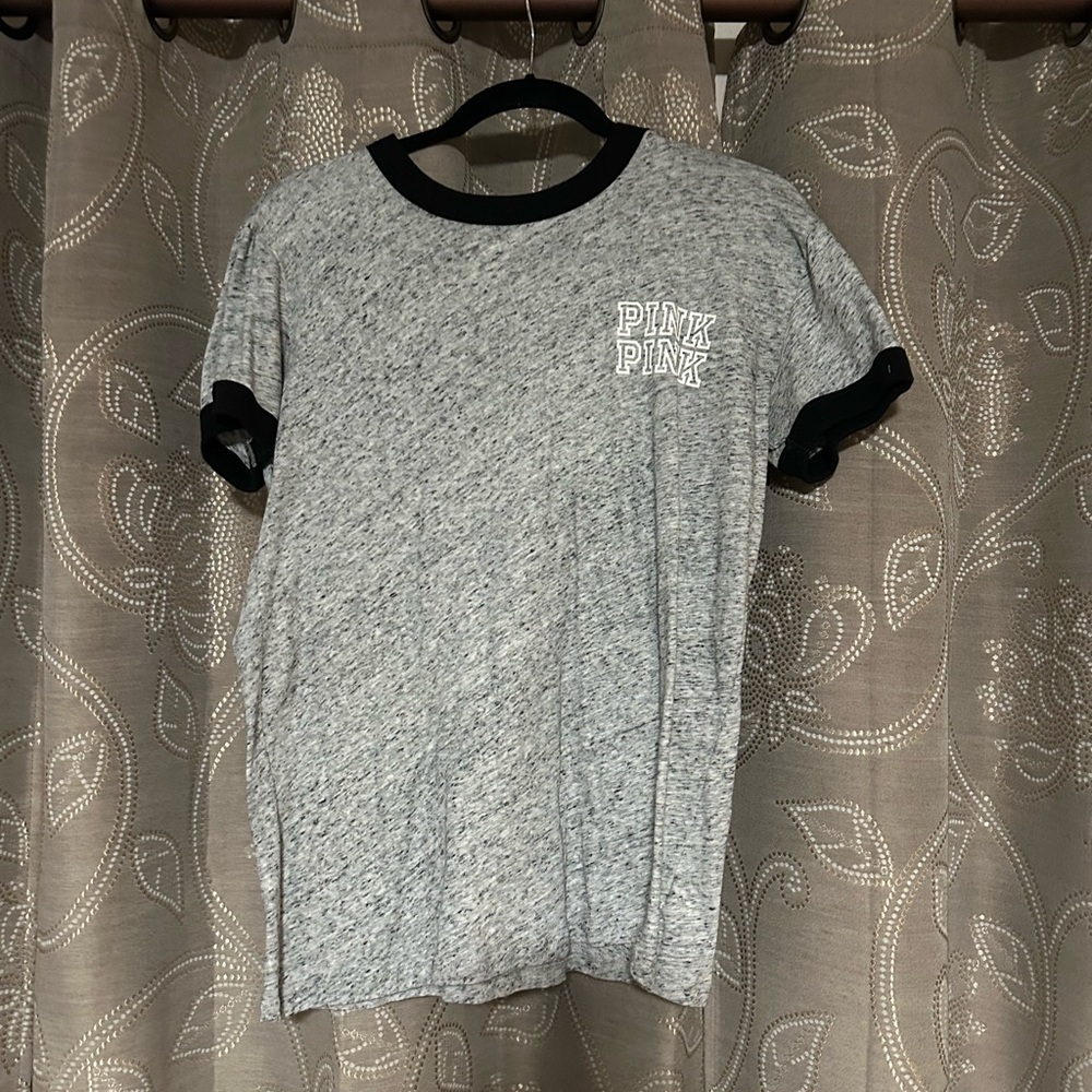 Victoria’s Secret PINK Gray and Black Ringer T-Shirt
